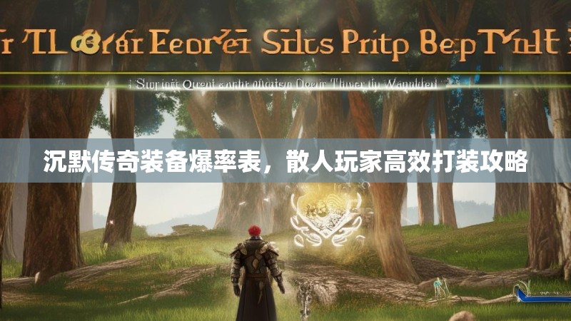 沉默传奇装备爆率表，散人玩家高效打装攻略