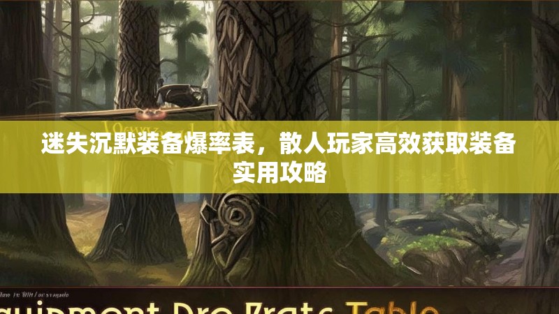 迷失沉默装备爆率表，散人玩家高效获取装备实用攻略