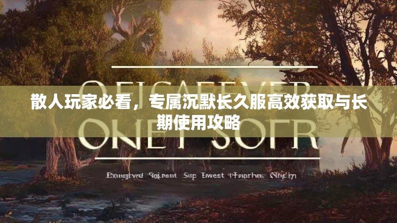 散人玩家必看，专属沉默长久服高效获取与长期使用攻略