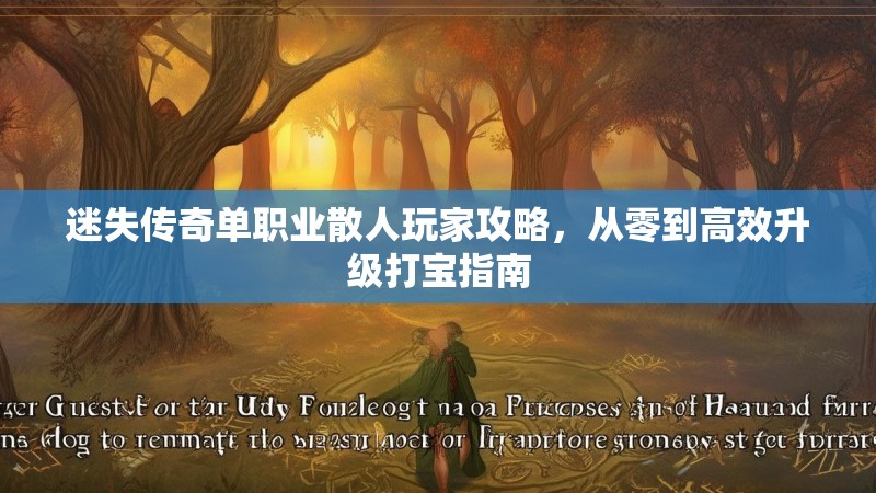 迷失传奇单职业散人玩家攻略，从零到高效升级打宝指南