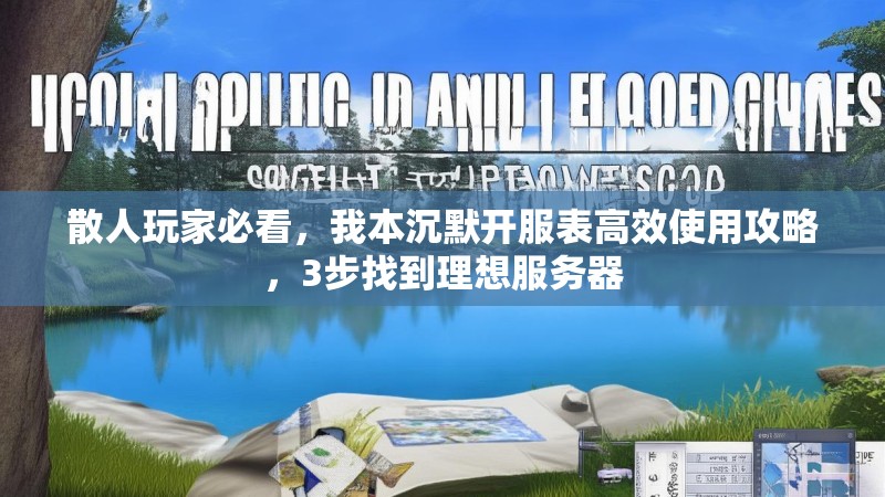 散人玩家必看，我本沉默开服表高效使用攻略，3步找到理想服务器