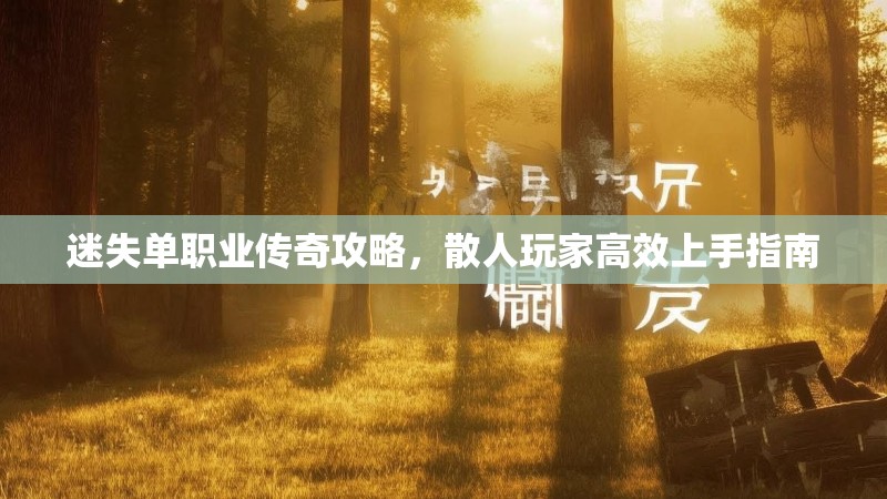 迷失单职业传奇攻略，散人玩家高效上手指南