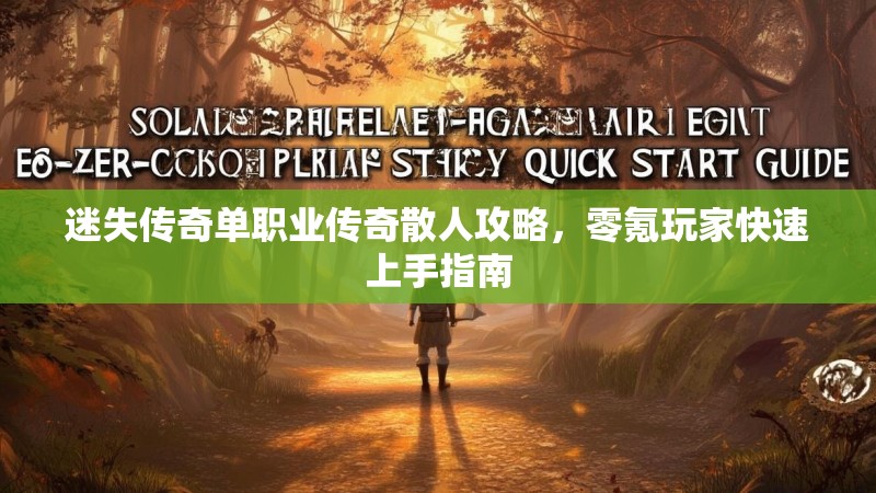 迷失传奇单职业传奇散人攻略，零氪玩家快速上手指南