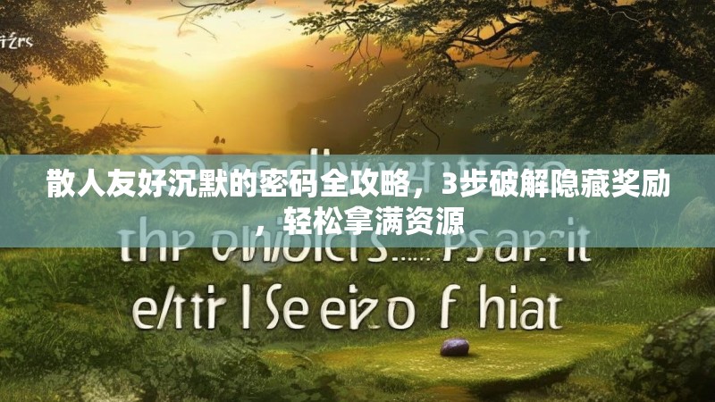 散人友好沉默的密码全攻略，3步破解隐藏奖励，轻松拿满资源