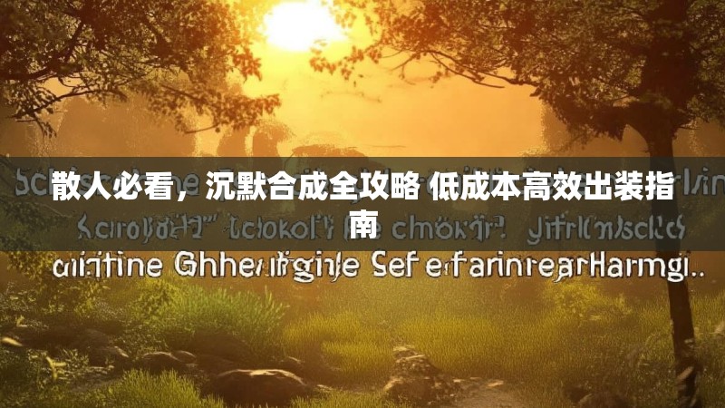 散人必看，沉默合成全攻略 低成本高效出装指南