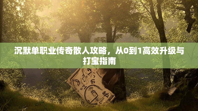 沉默单职业传奇散人攻略，从0到1高效升级与打宝指南