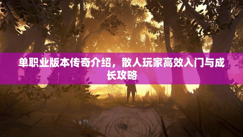 单职业版本传奇介绍，散人玩家高效入门与成长攻略