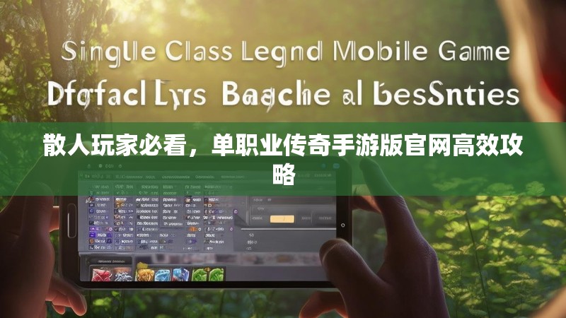 散人玩家必看，单职业传奇手游版官网高效攻略
