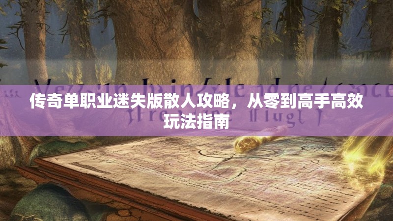 传奇单职业迷失版散人攻略，从零到高手高效玩法指南