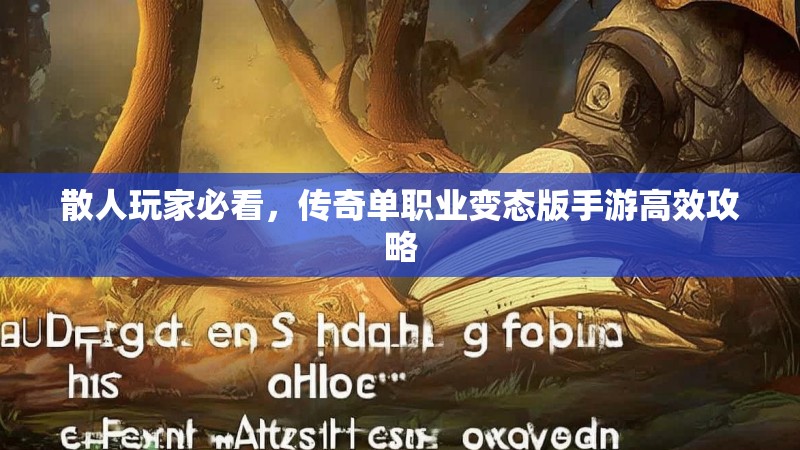 散人玩家必看，传奇单职业变态版手游高效攻略